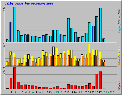 Daily usage for February 2015