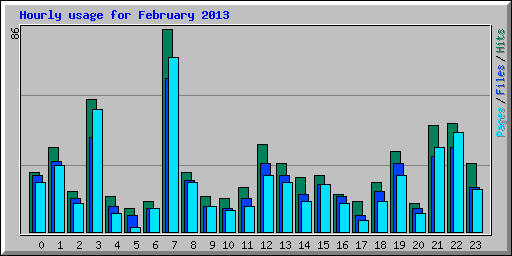 Hourly usage for February 2013