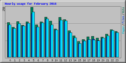 Hourly usage for February 2016